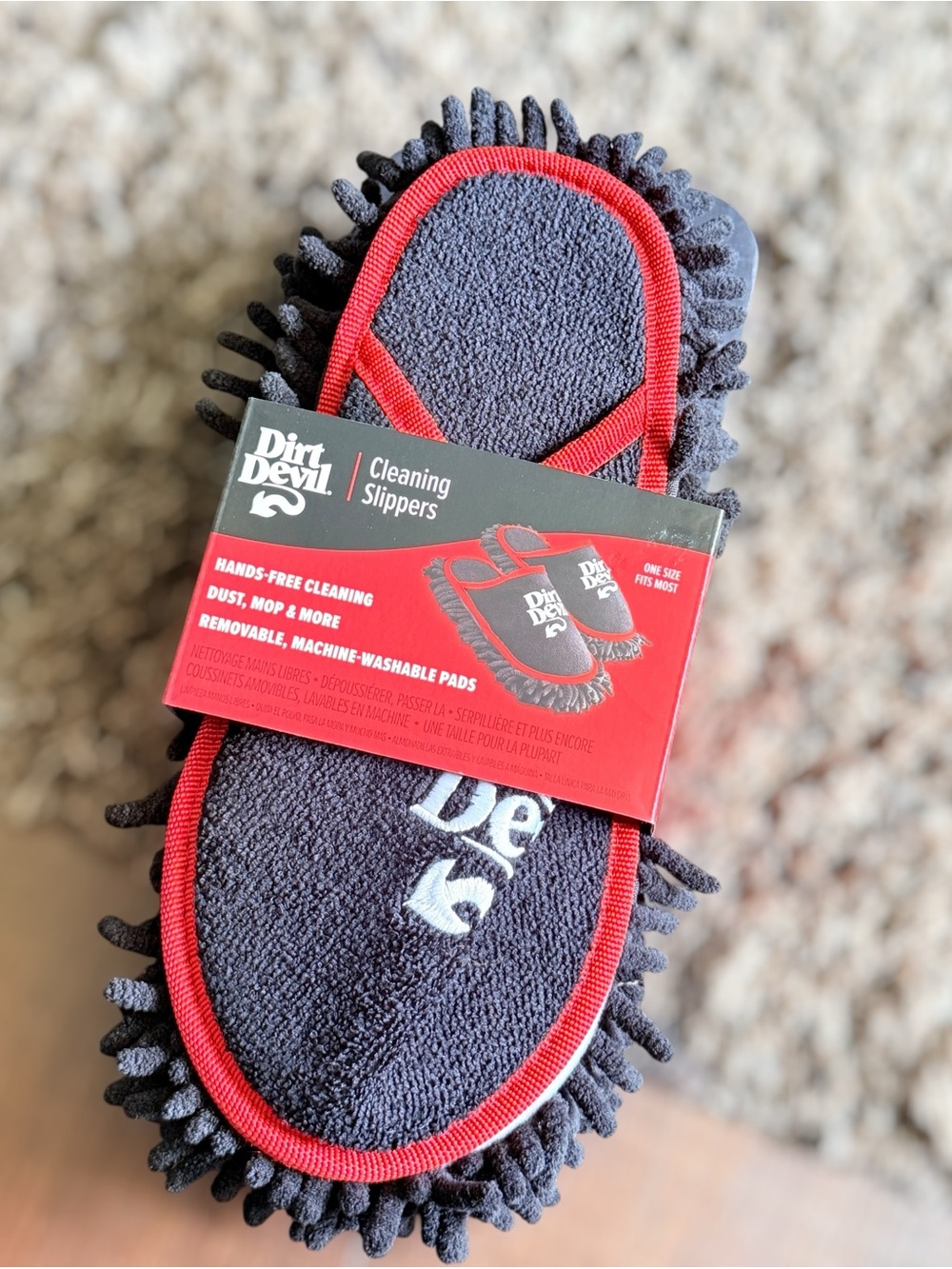 DIRT DEVIL Cleaning Slippers in Black with Red Trim ONE SIZE FITS MOST New - Picture 12 of 12